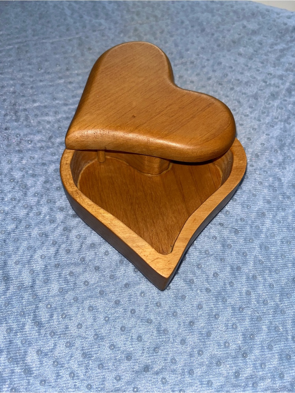 Wooden Heart Keepsake Trinket Box For Jewelry or Money w/ Attached Sliding Top